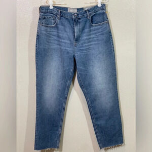 Everlane The Cheeky Jean Classic Blue Raw Hem High Rise Cotton Jeans